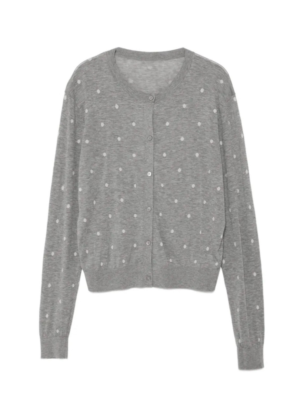 Grey Polka Dot Button-Front Women's Sweater Cardigan